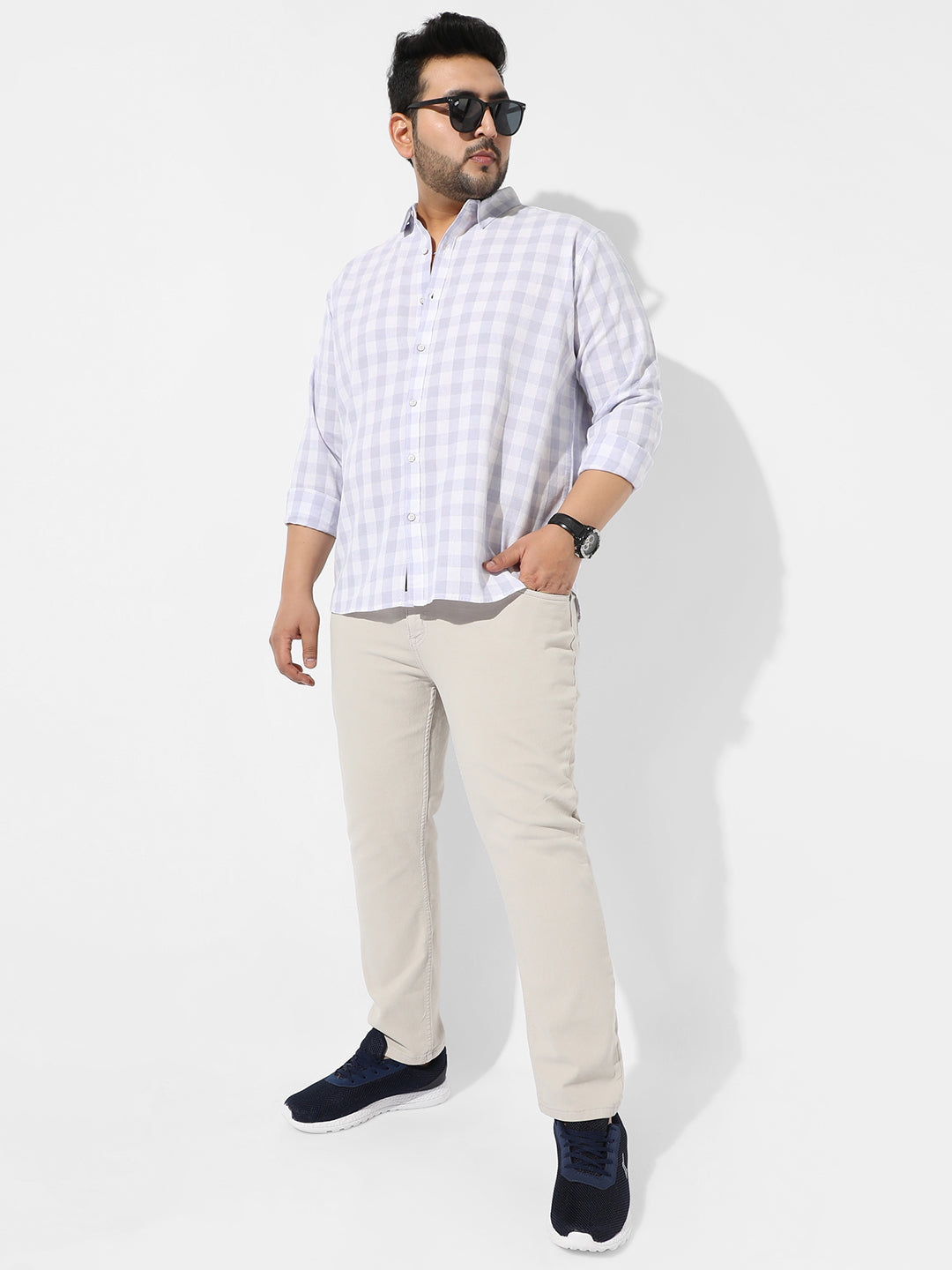 White & Blue Checkered Casual Shirt