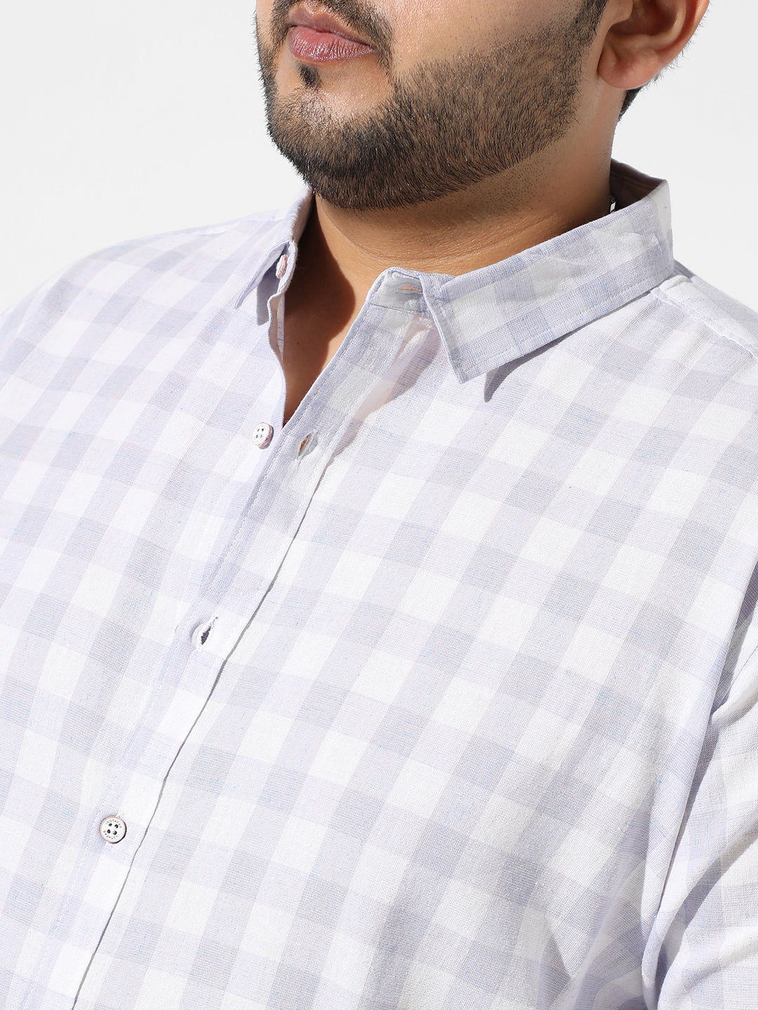 White & Blue Checkered Casual Shirt