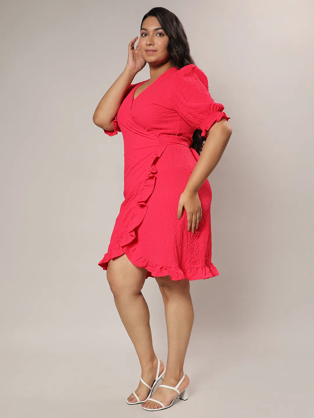 Scarlet Red Wrap Knee Dress