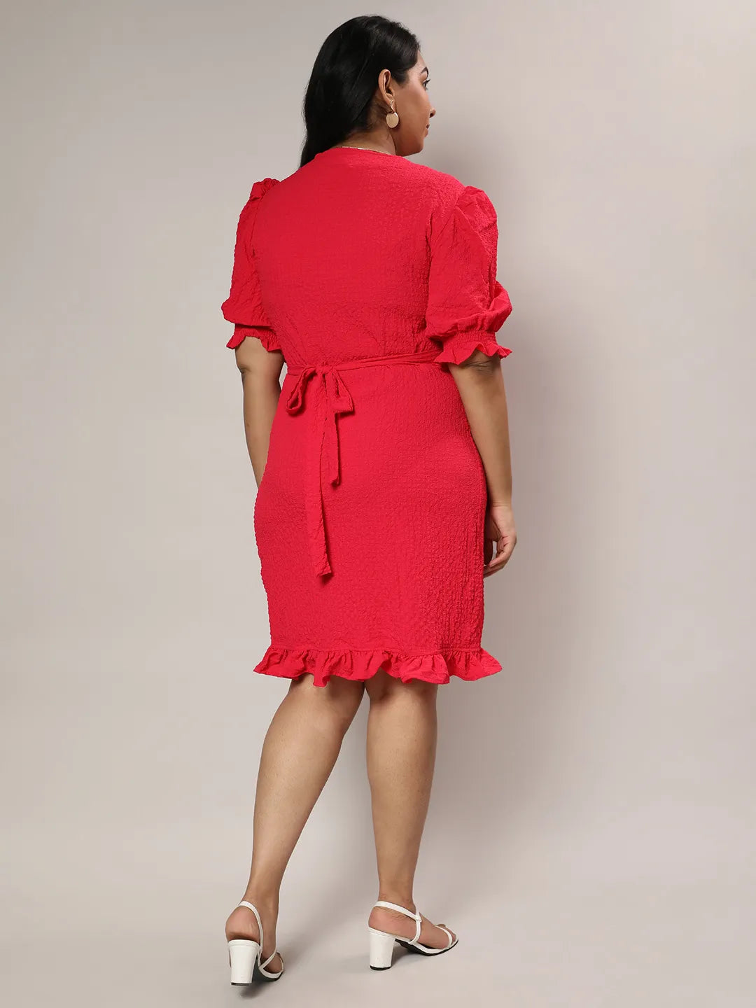 Scarlet Red Wrap Knee Dress