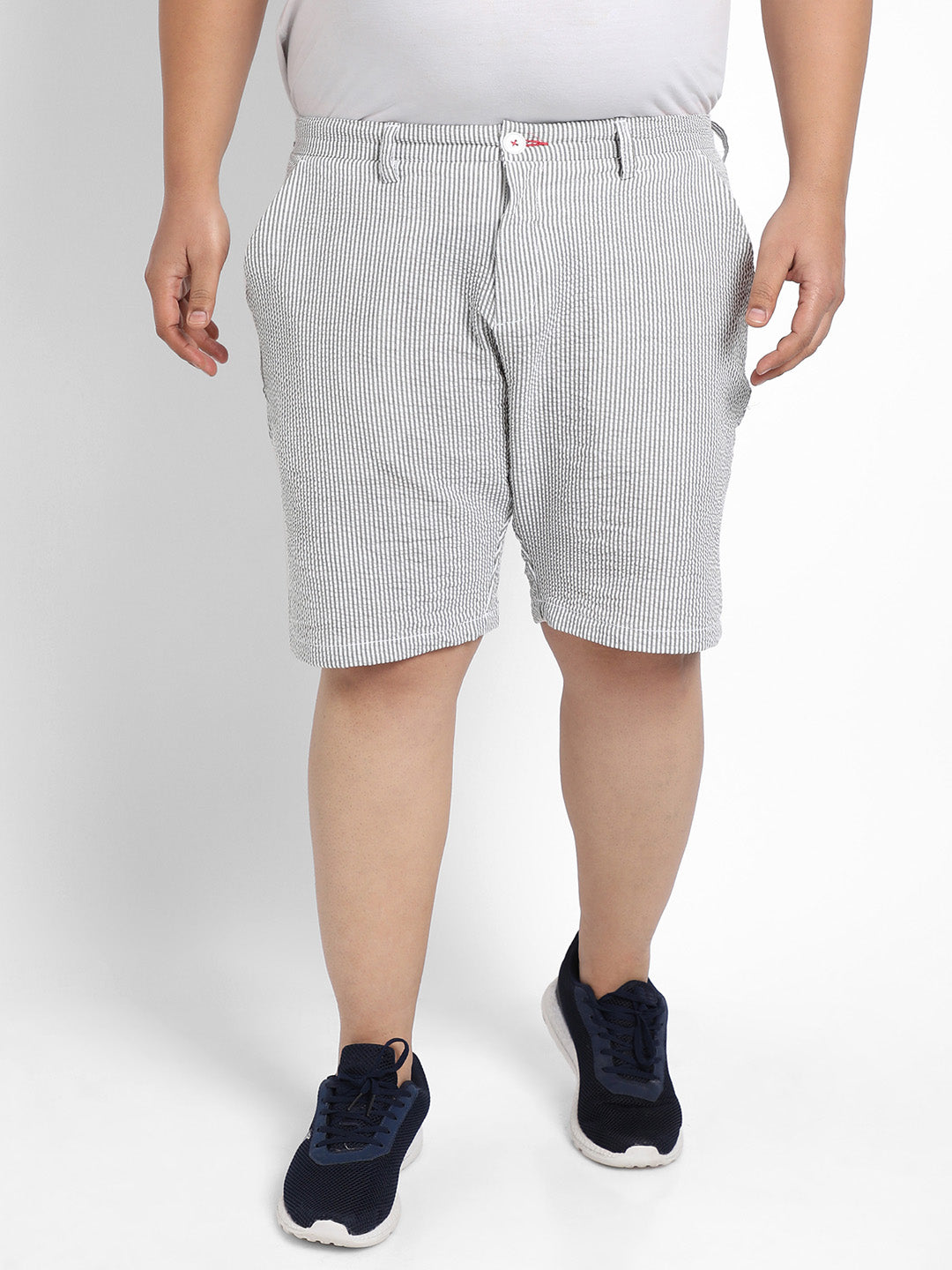 Light Grey Seersucker Stripe Shorts