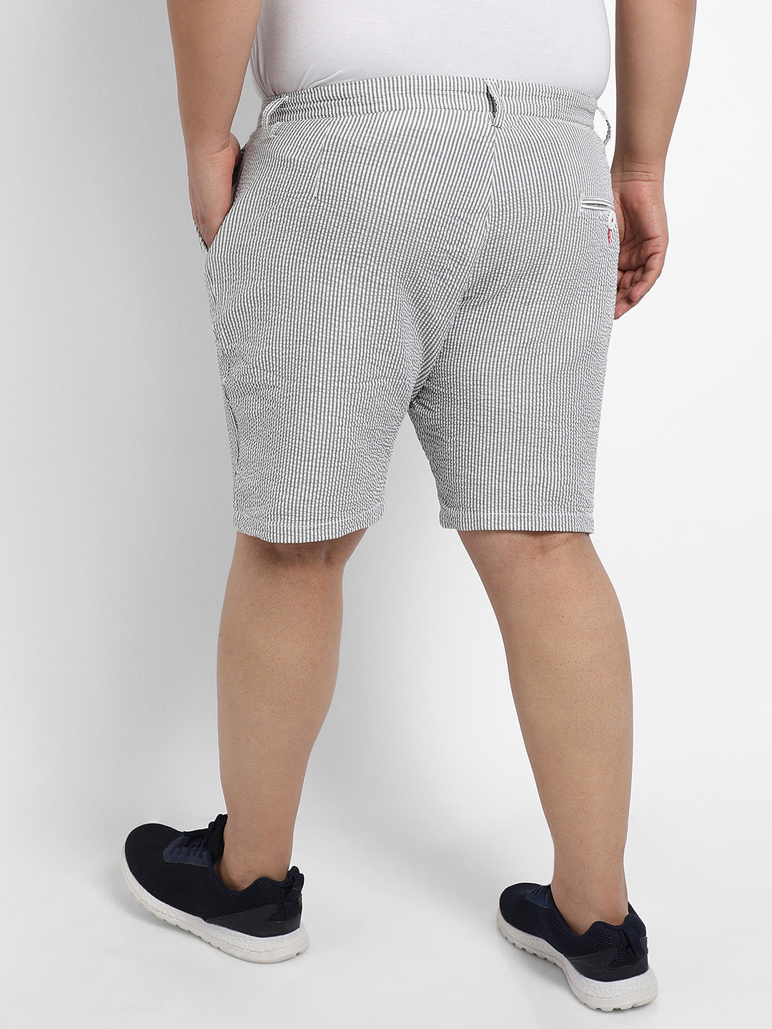 Light Grey Seersucker Stripe Shorts