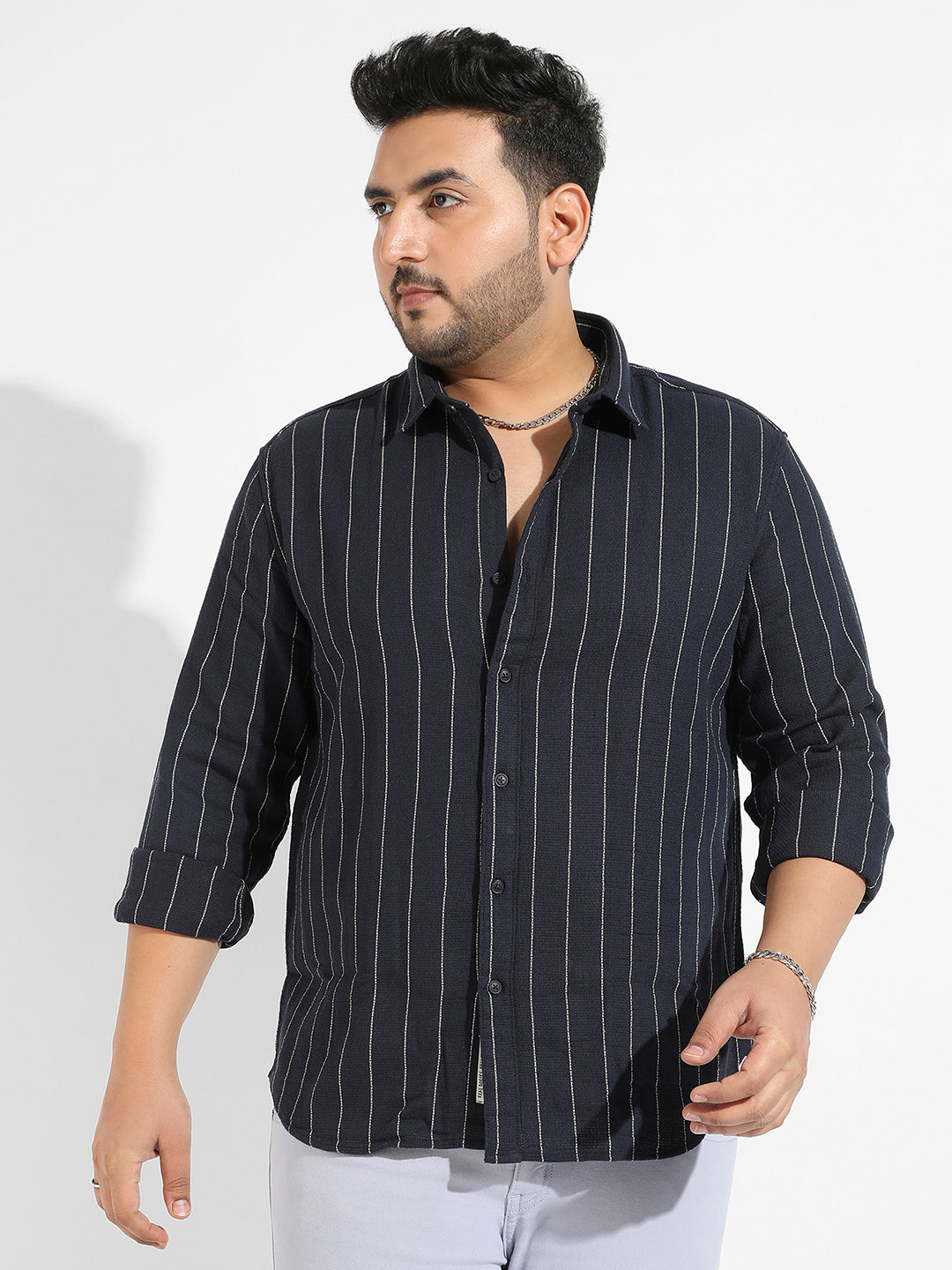 Navy Blue Shadow Striped Shirt