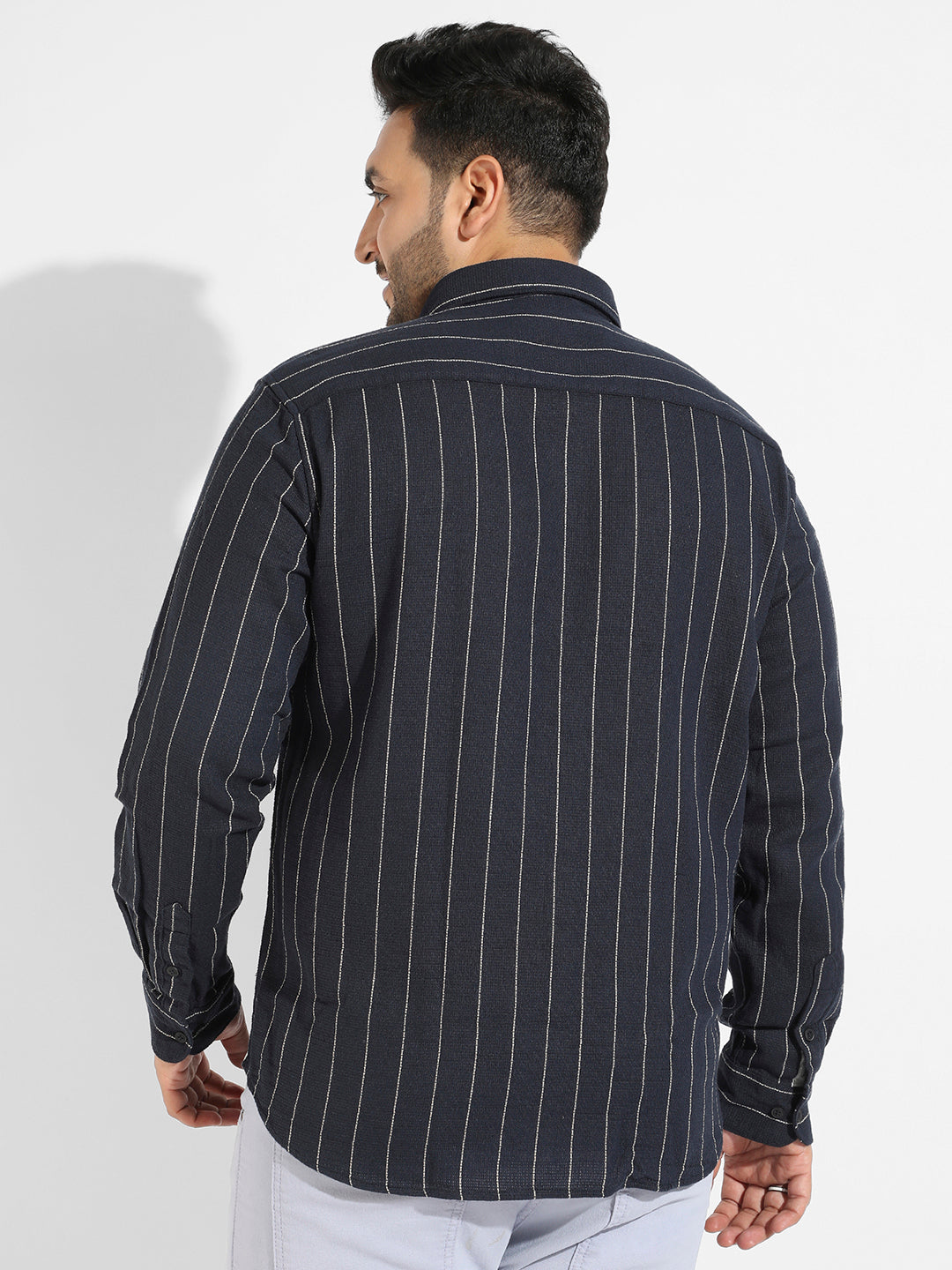 Navy Blue Shadow Striped Shirt