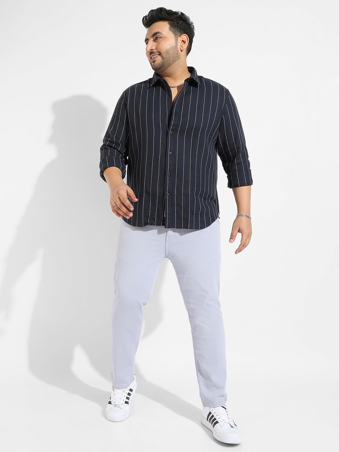 Navy Blue Shadow Striped Shirt