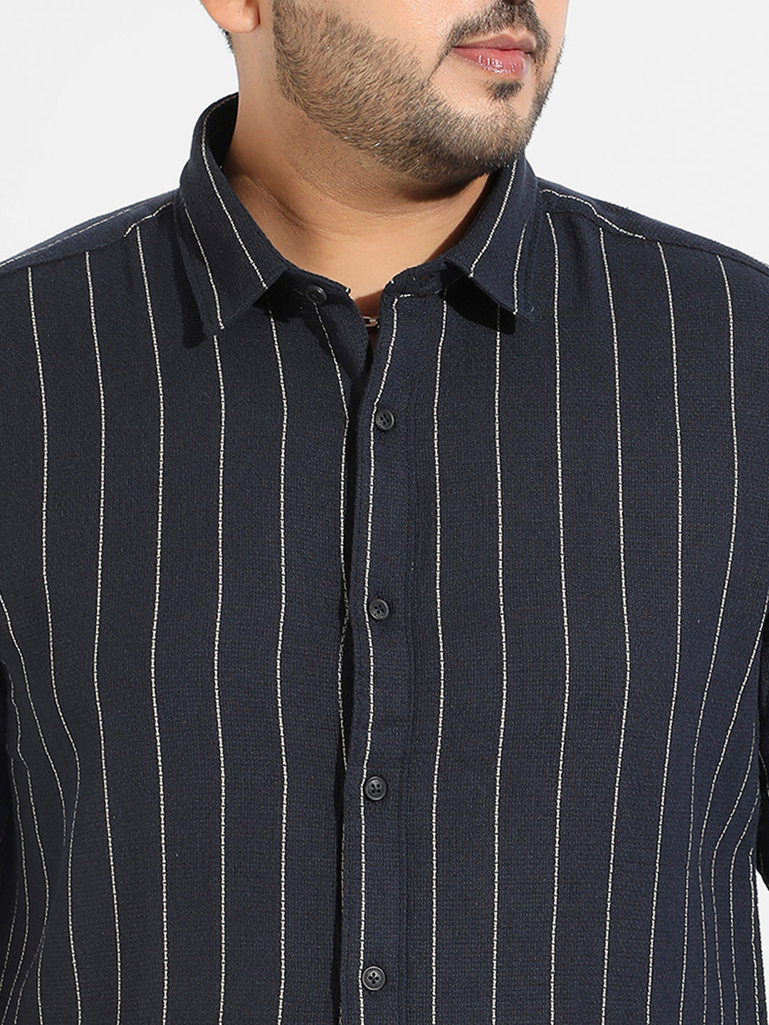 Navy Blue Shadow Striped Shirt