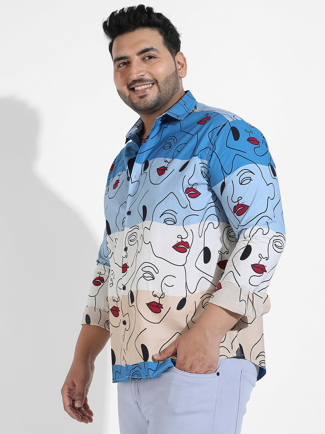 Multicolour Face Line Shirt