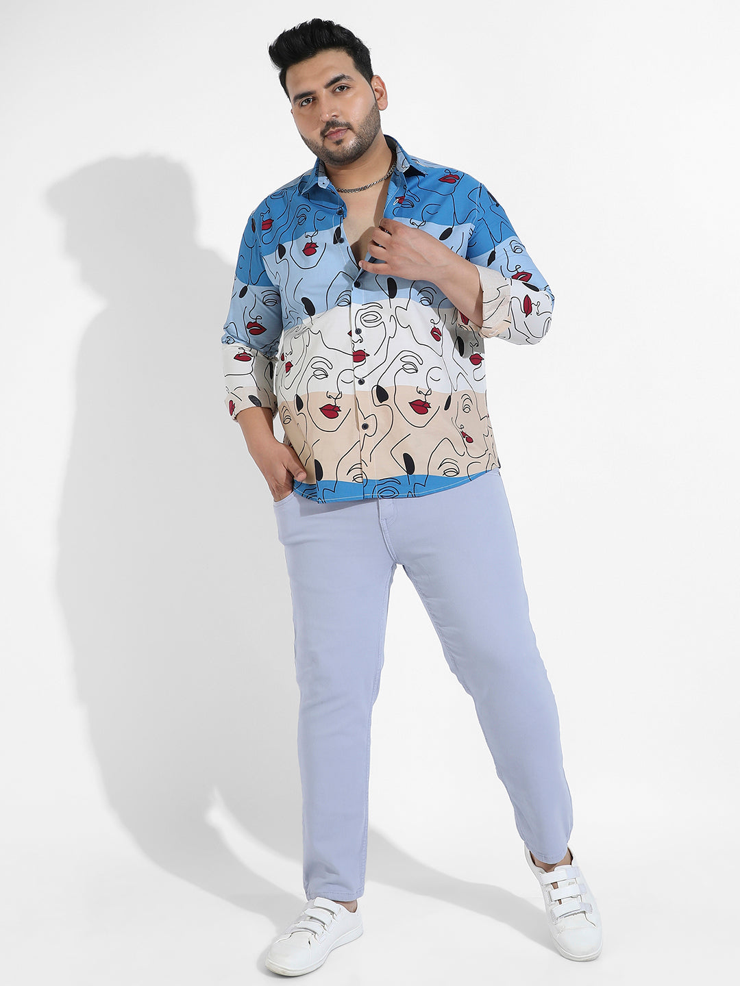 Multicolour Face Line Shirt