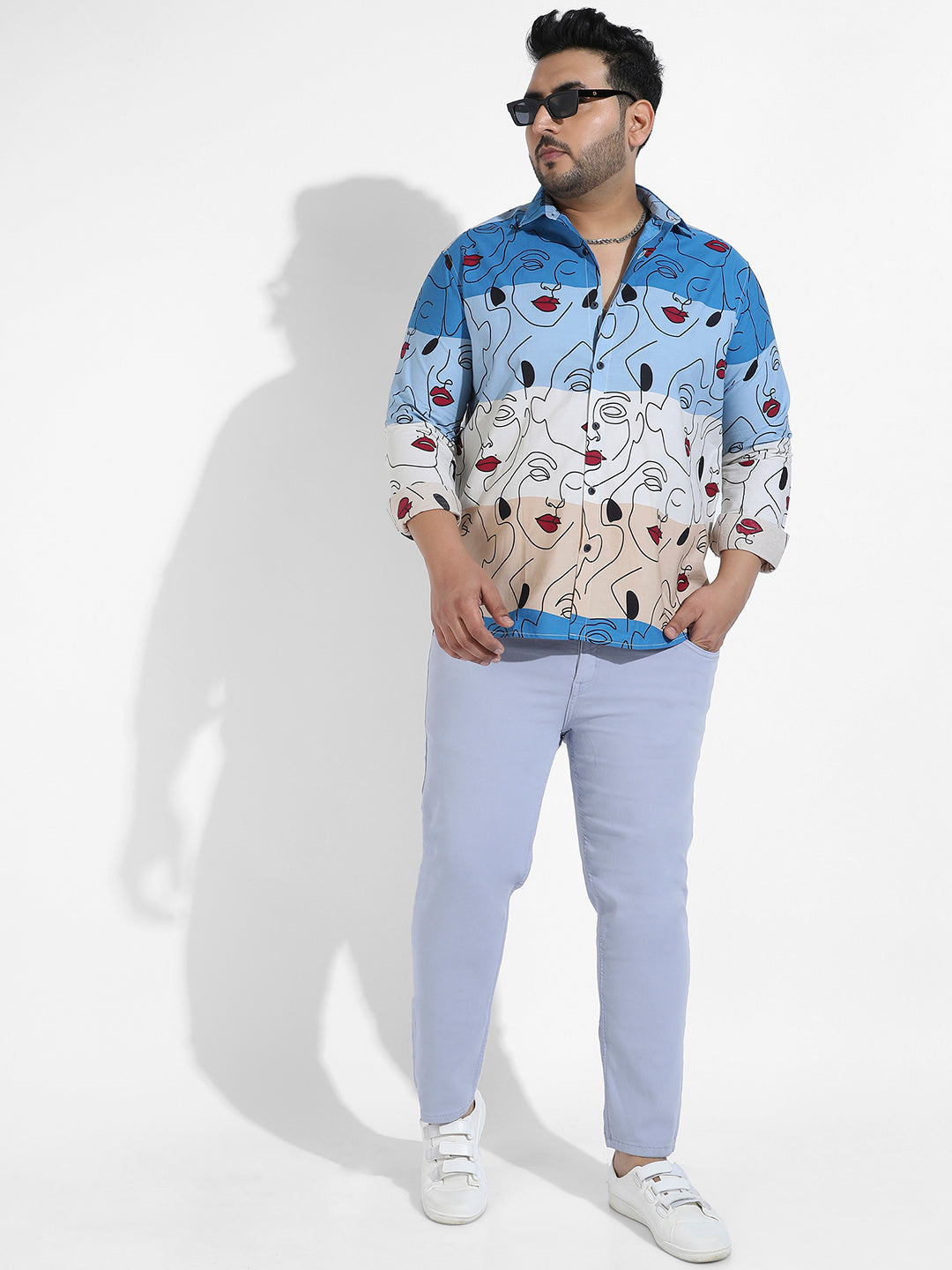 Multicolour Face Line Shirt