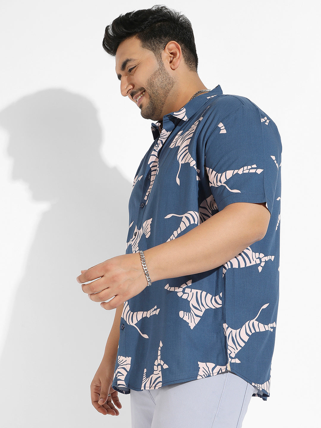 Blue Contrast Zebra Shirt