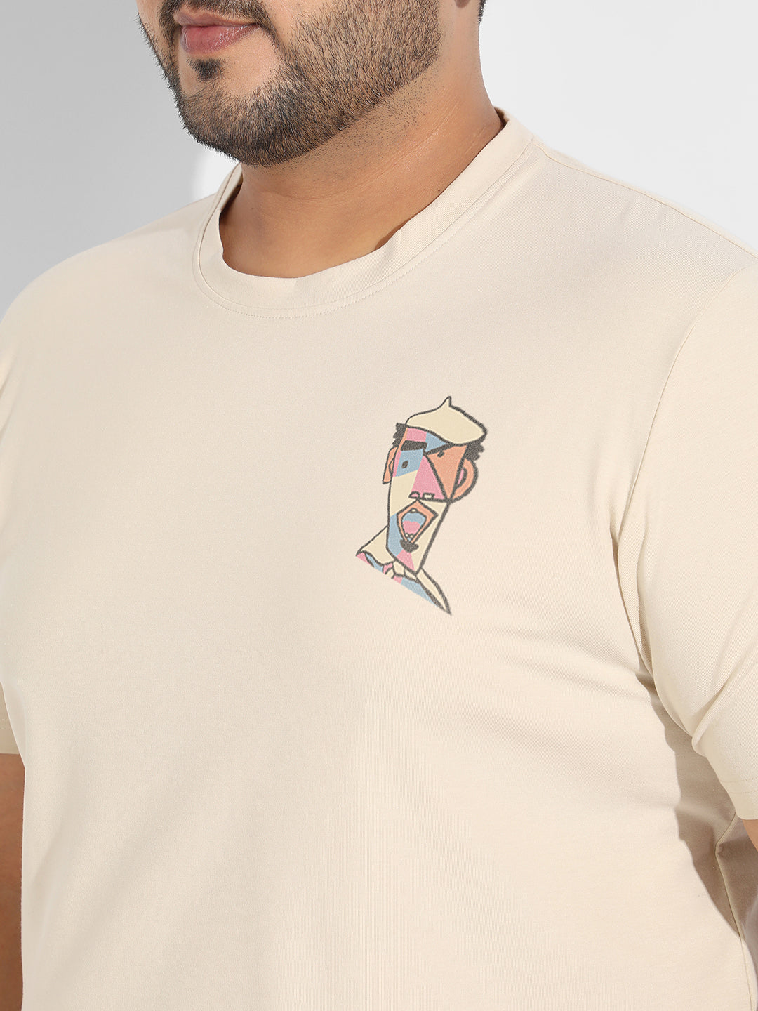 Beige Abstract Face T-Shirt