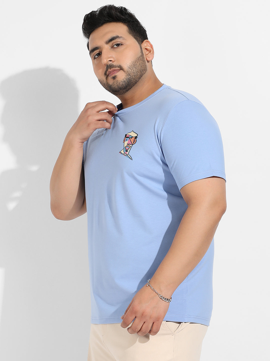 Pastel Blue Abstract Face T-Shirt