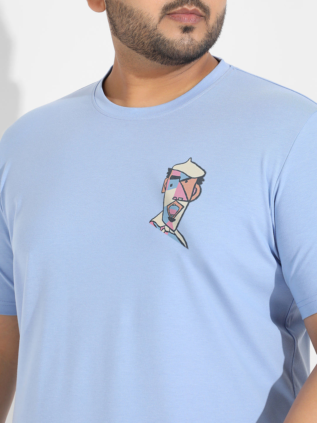 Pastel Blue Abstract Face T-Shirt