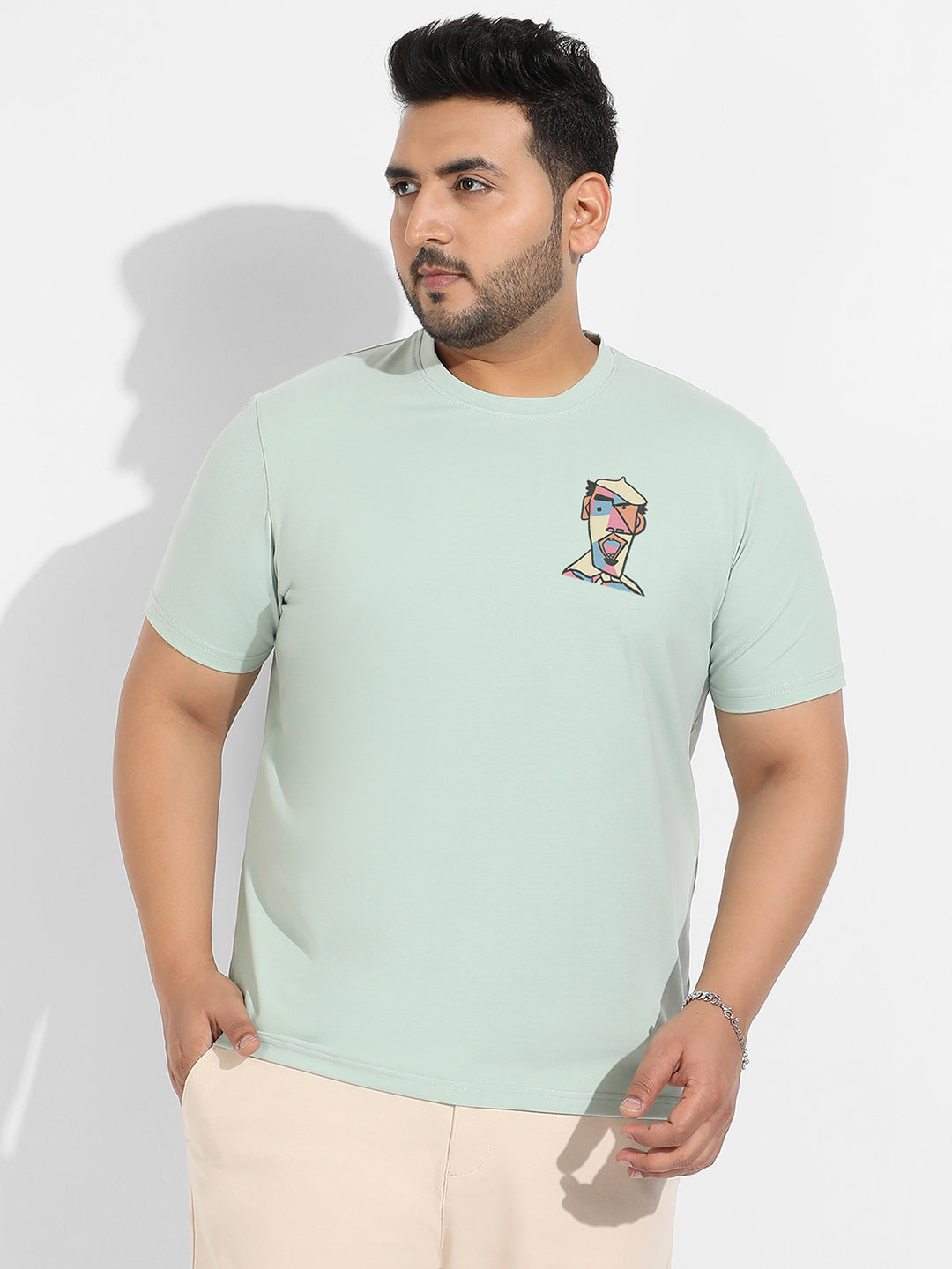 Sage Green Abstract Face T-Shirt