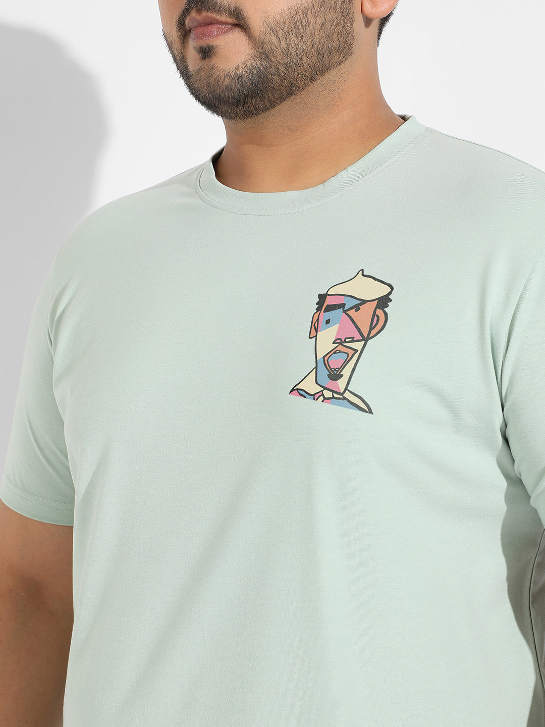 Sage Green Abstract Face T-Shirt