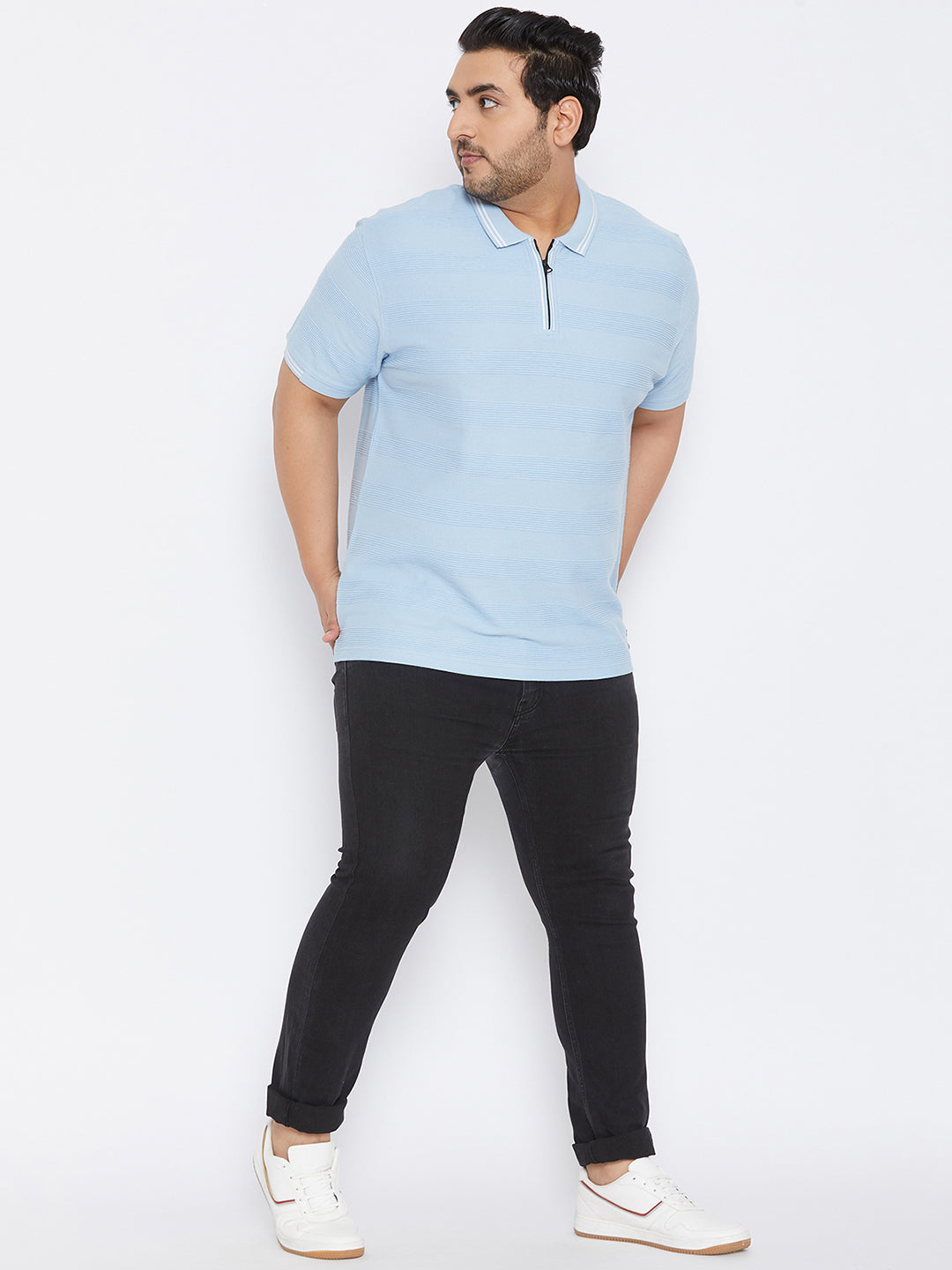 MEN STYLISH SOLID HALF SLEEVE CASUAL T-SHIRT