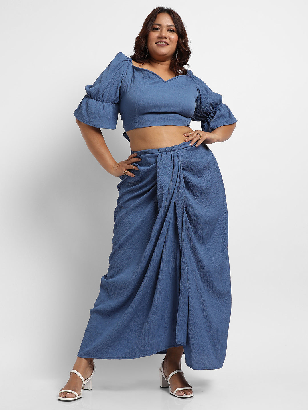 Navy Blue Cropped Co-Ord Set