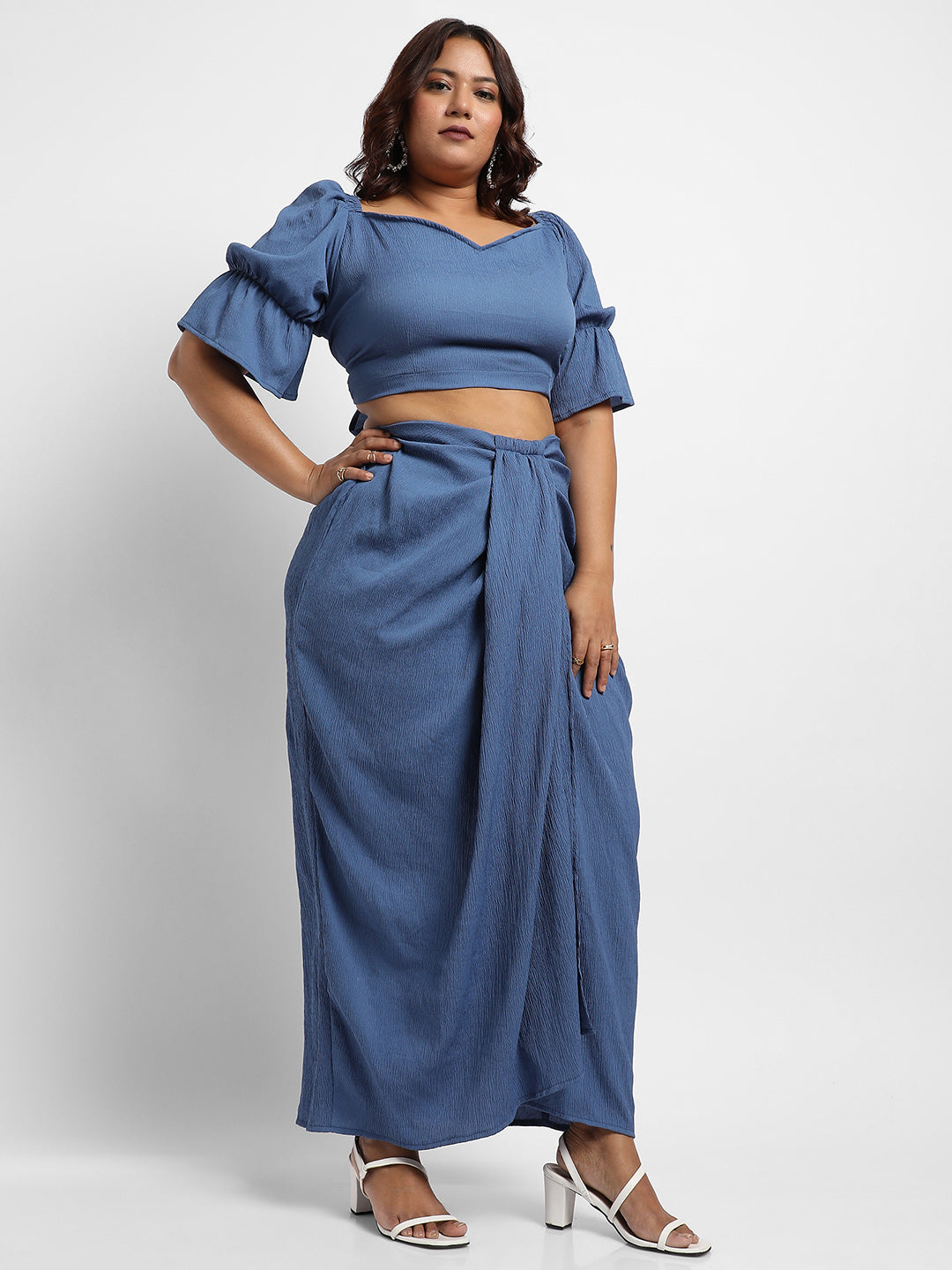 Navy Blue Cropped Co-Ord Set