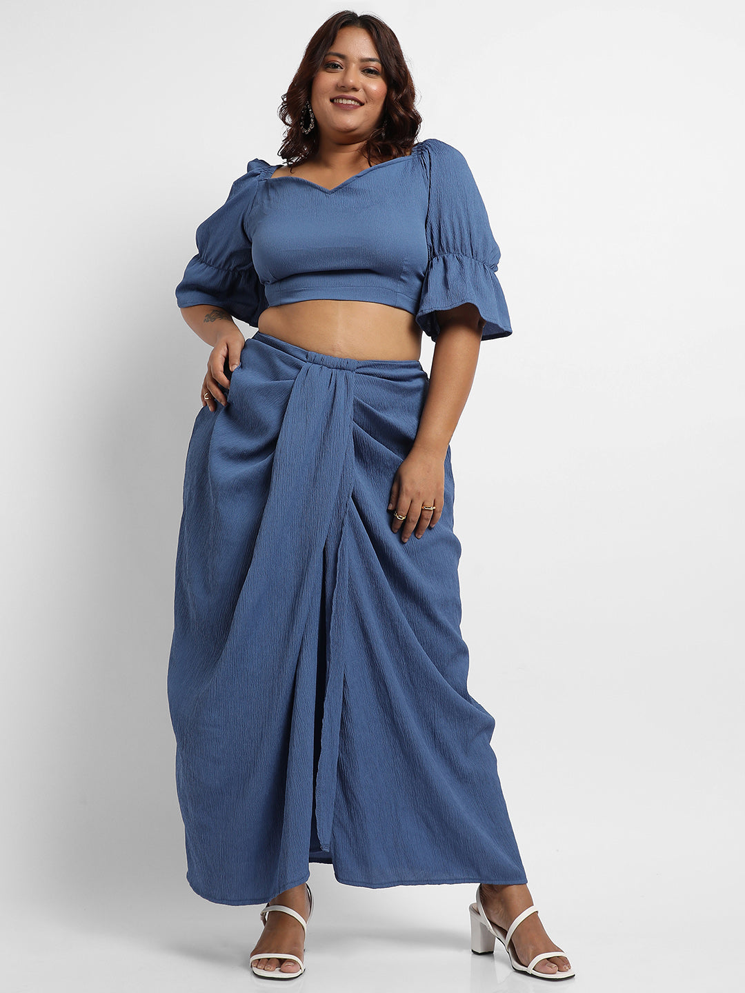 Navy Blue Cropped Co-Ord Set