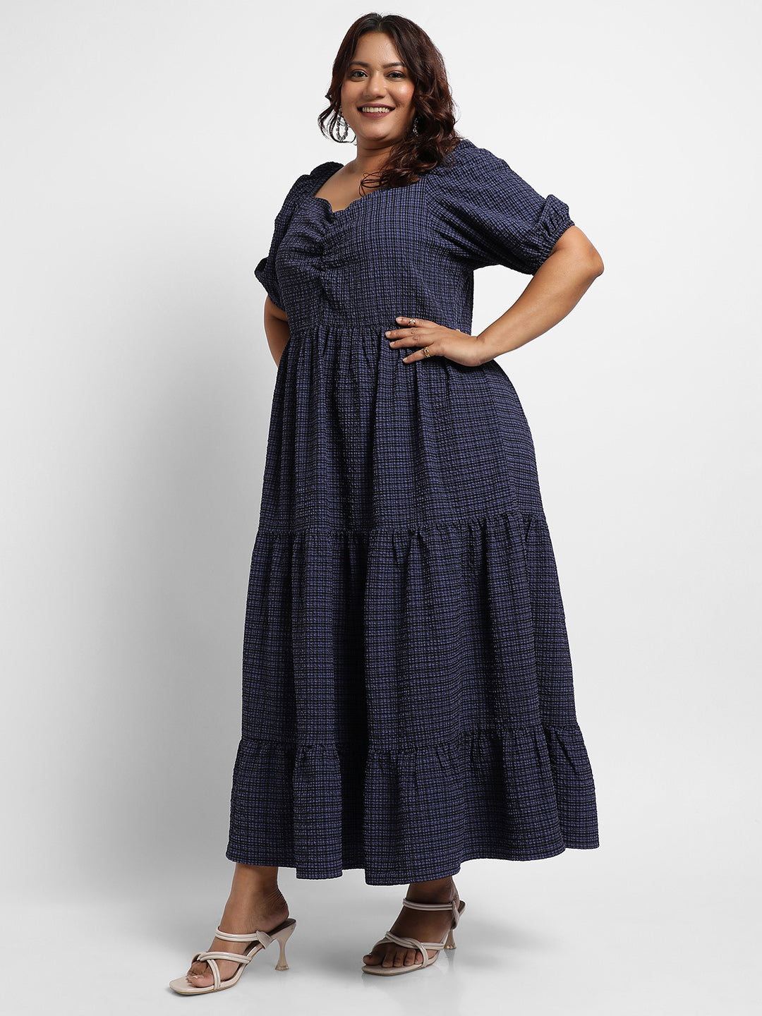 Navy Blue Three-Tier Dress