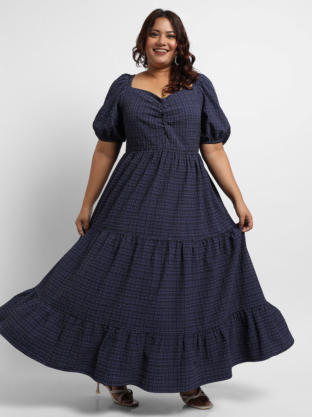 Navy Blue Three-Tier Dress