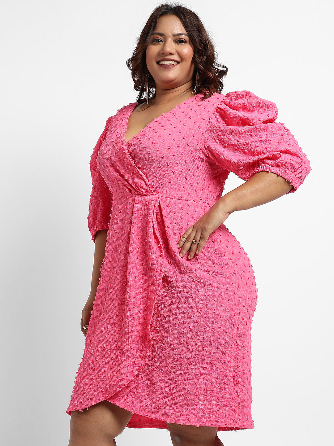 Blush Pink Self-Design Petal Dress