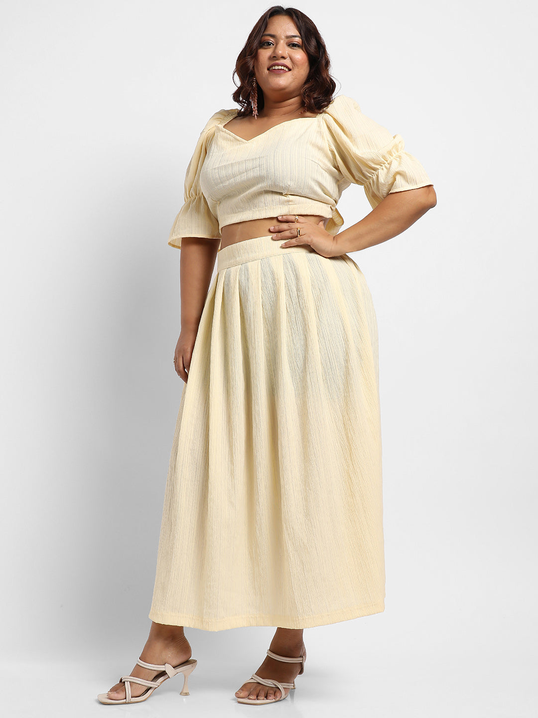 Light Yellow Cropped Co-Ord Set