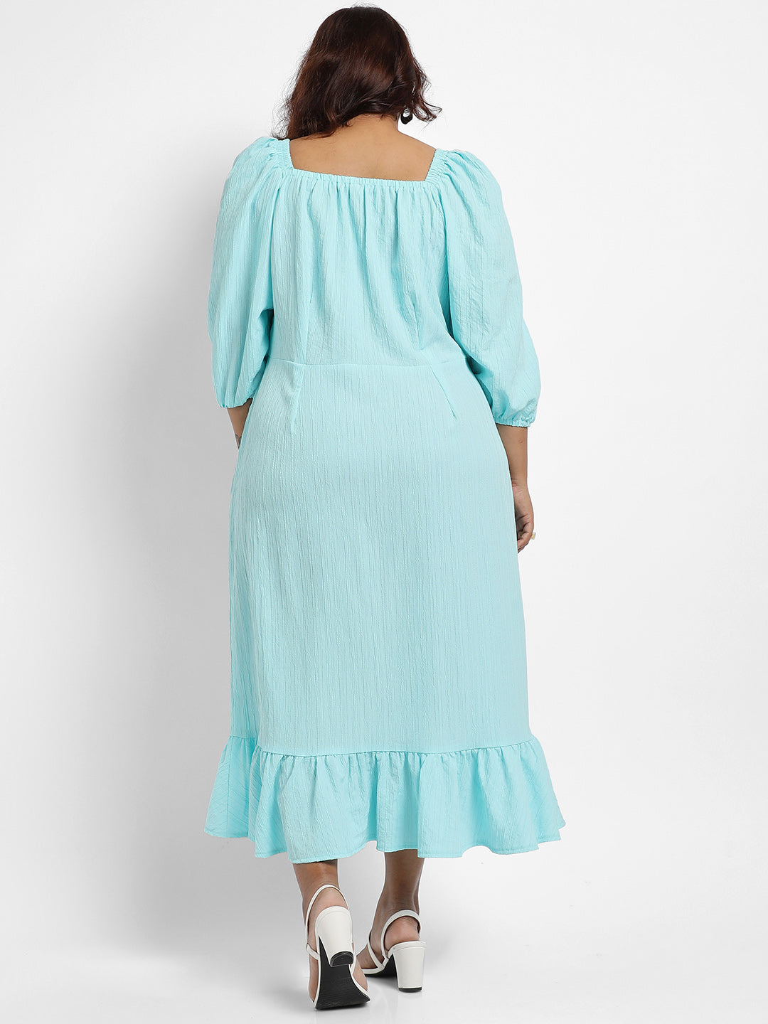 Sky Blue Ruffle Hem Dress