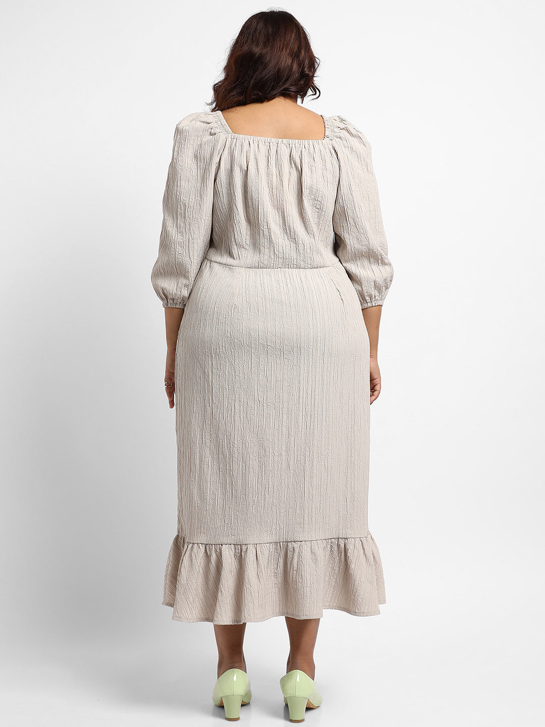 Greige Ruffle Hem Dress