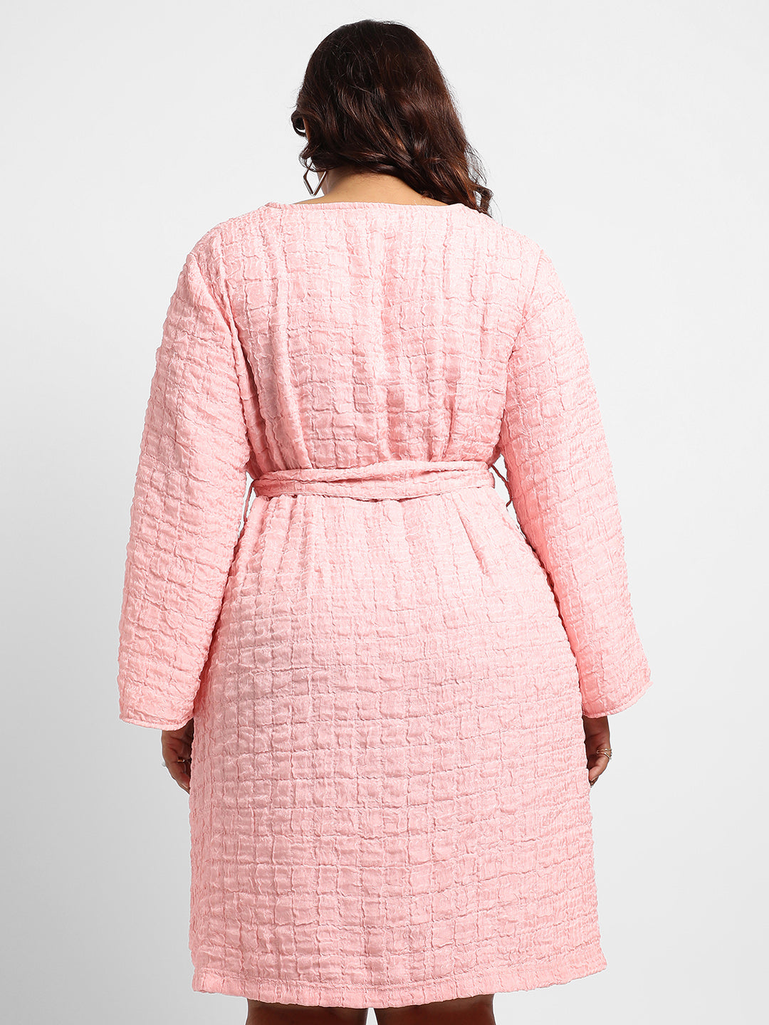 Baby Pink Tie-Up Wrap Neck Dress