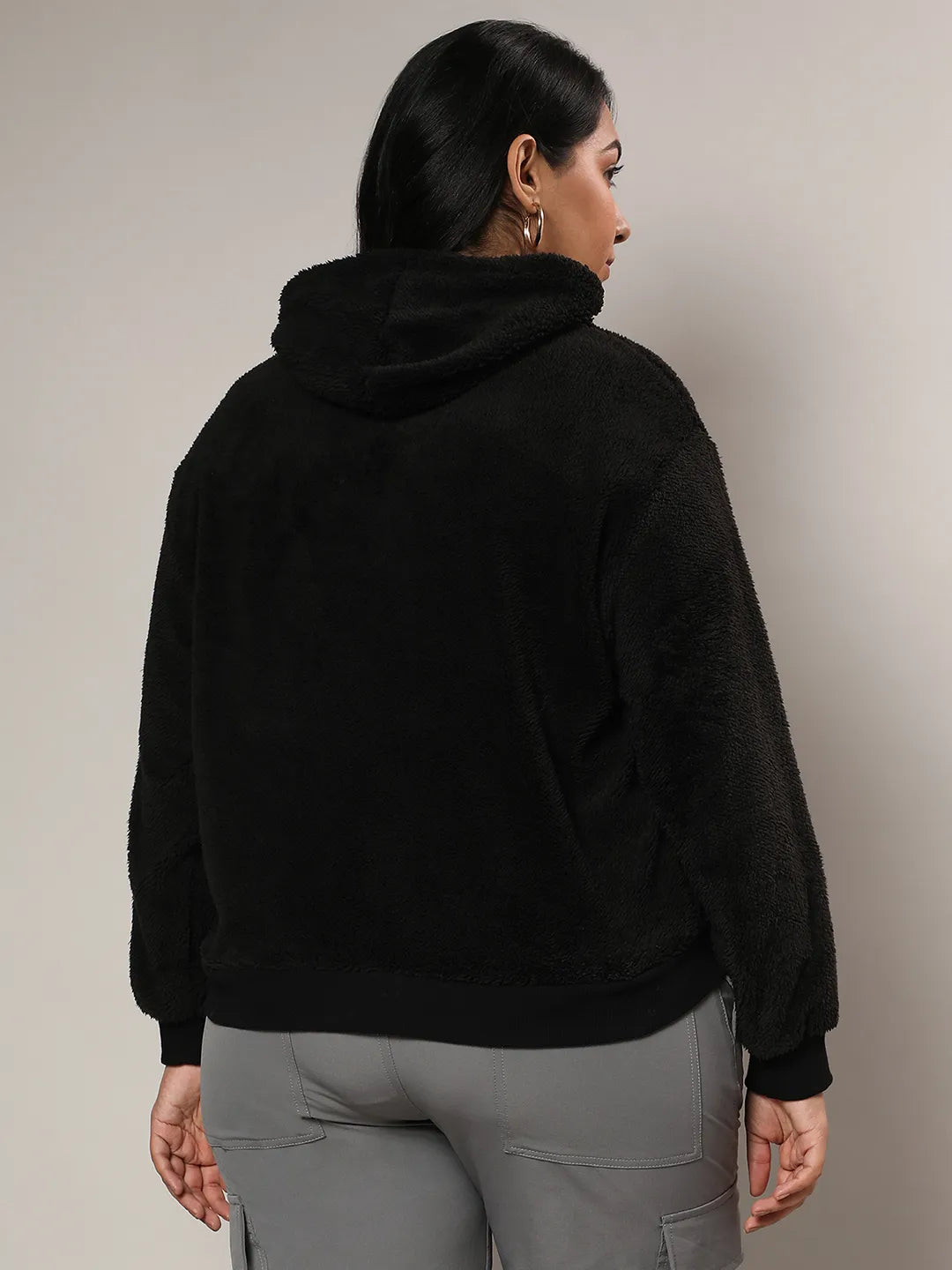 Carbon Black Fleece Hoodie With Zip-Closure