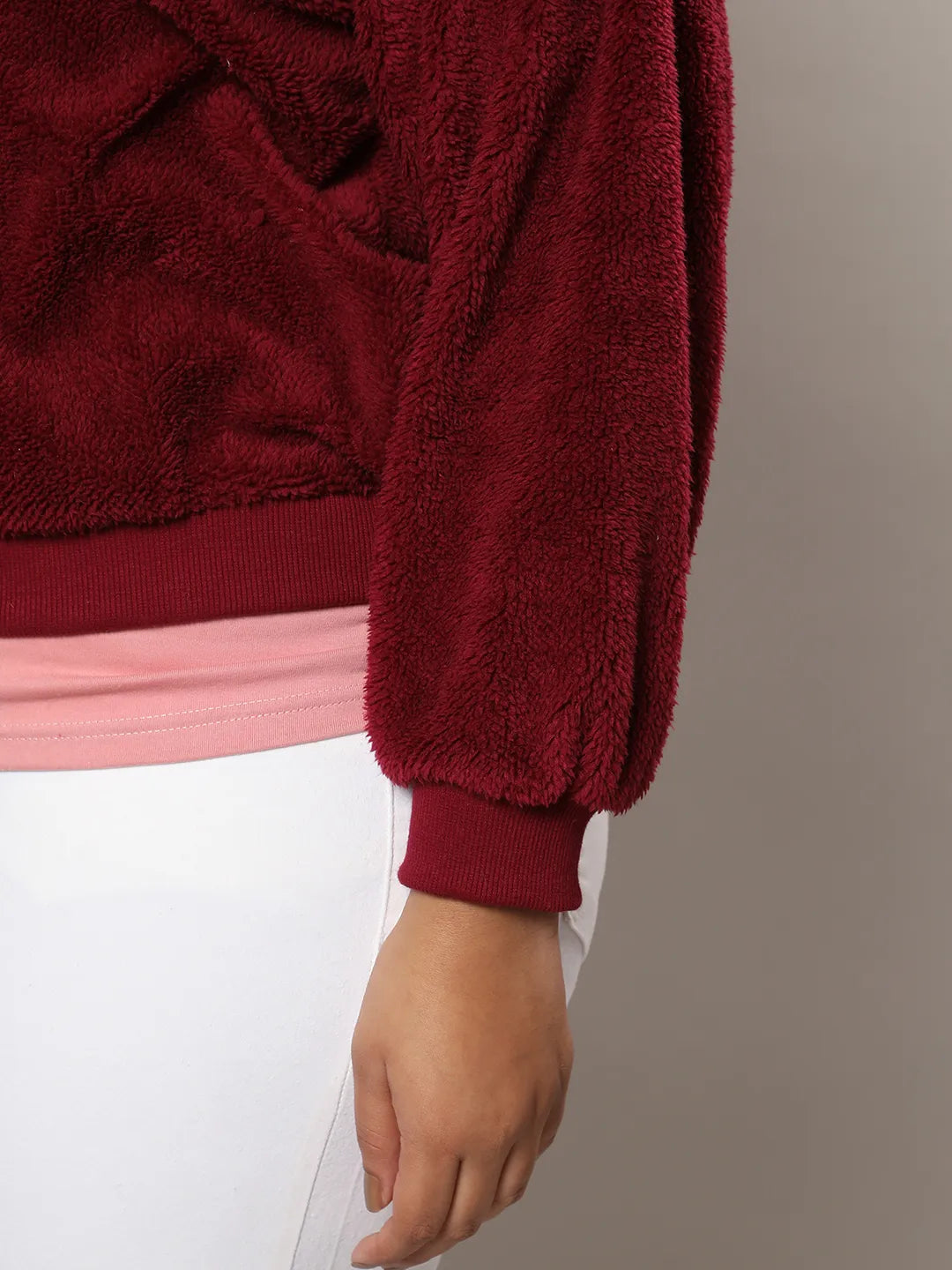 Women's Carmine Red Zip-Front Fleece Hoodie