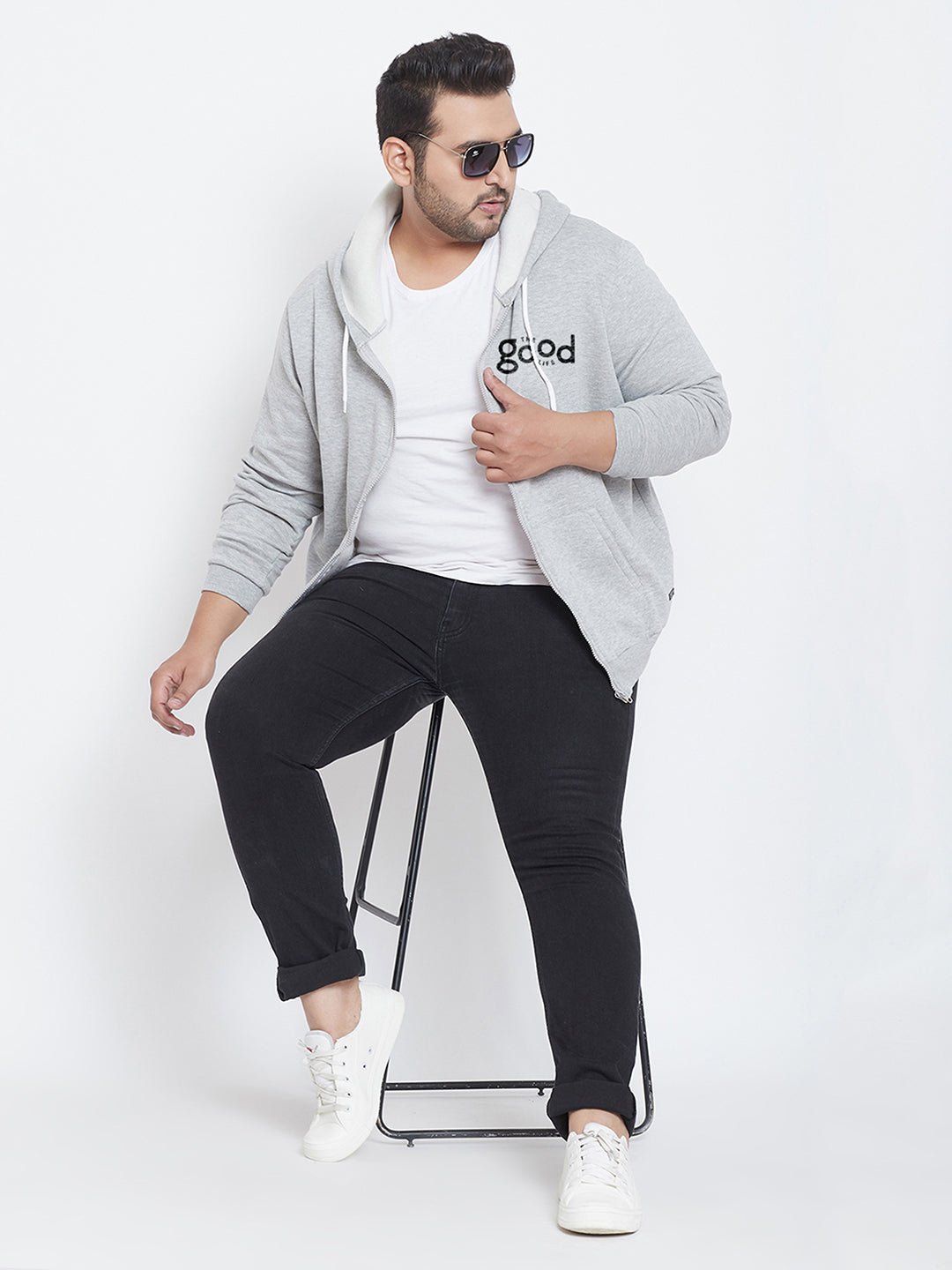 Solid Full Sleeve Hooded Casual Sweatshirt