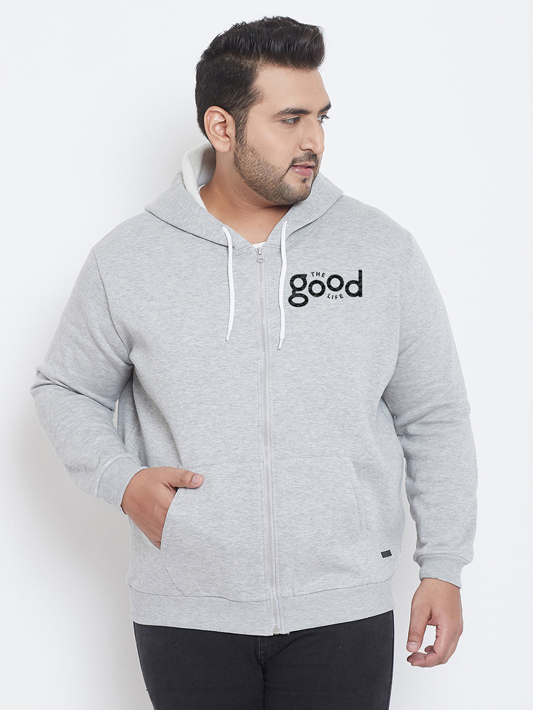 Solid Full Sleeve Hooded Casual Sweatshirt