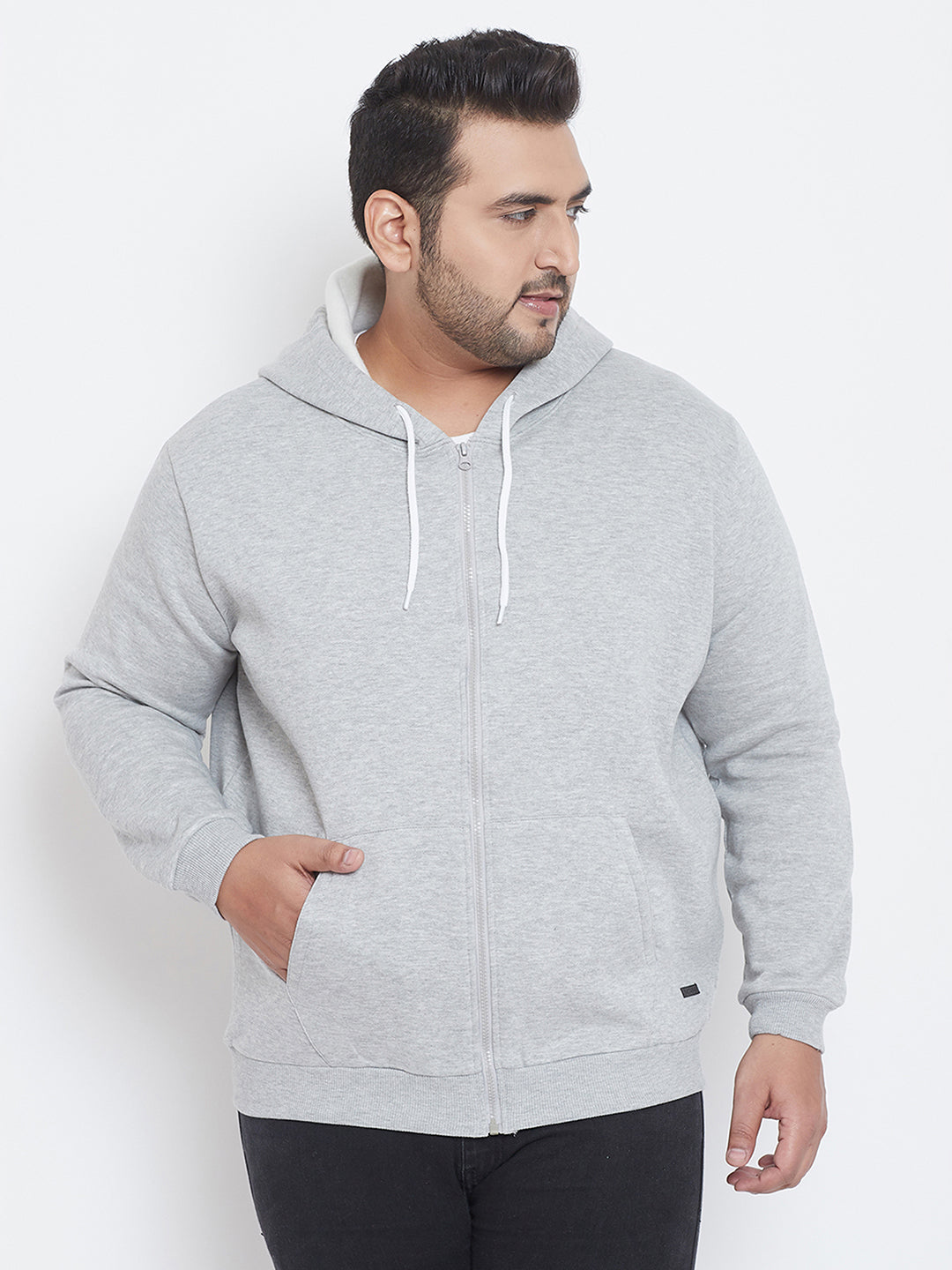 Solid Full Sleeve Hooded Casual Sweatshirt