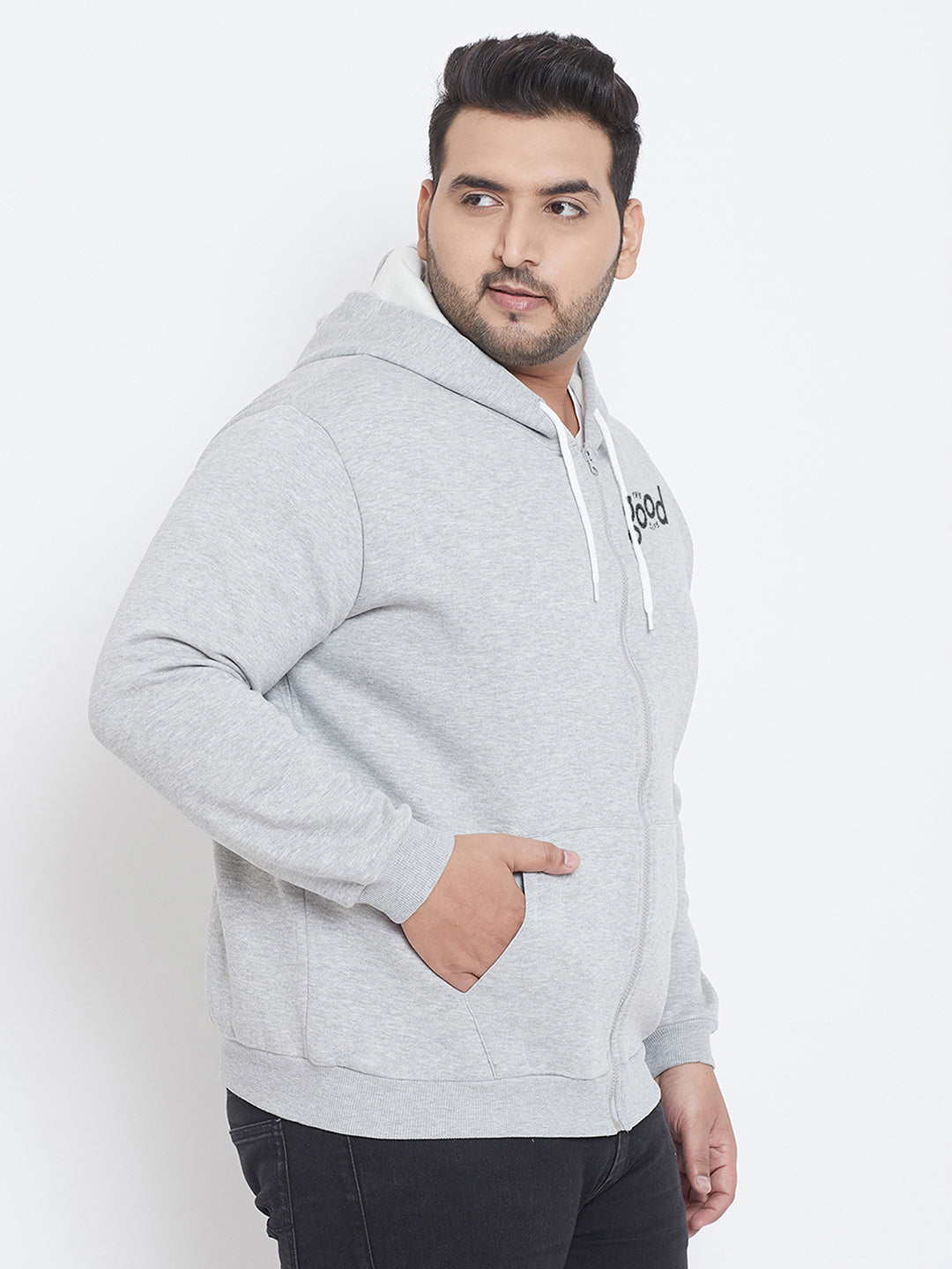 Solid Full Sleeve Hooded Casual Sweatshirt