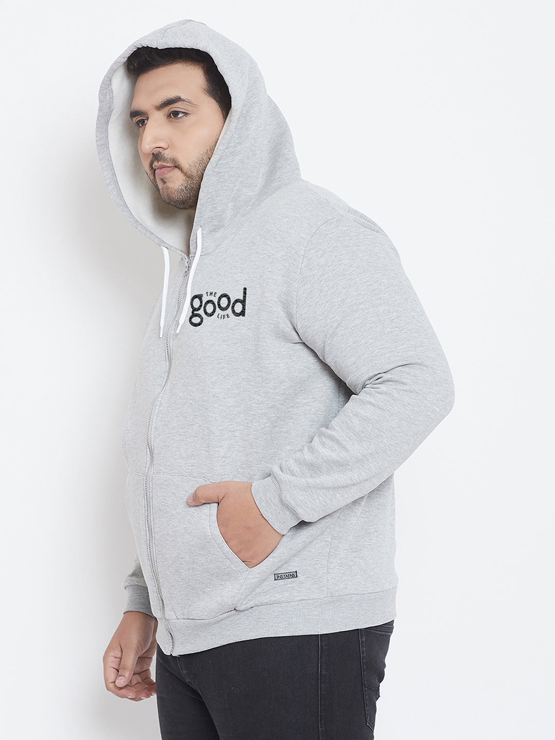 MEN SOLID FULL SLEEVE HOODED CASUAL SWEATSHIRT