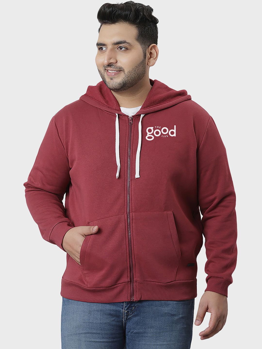 Solid Stylish Full Sleeve Hooded Casual Sweatshirt