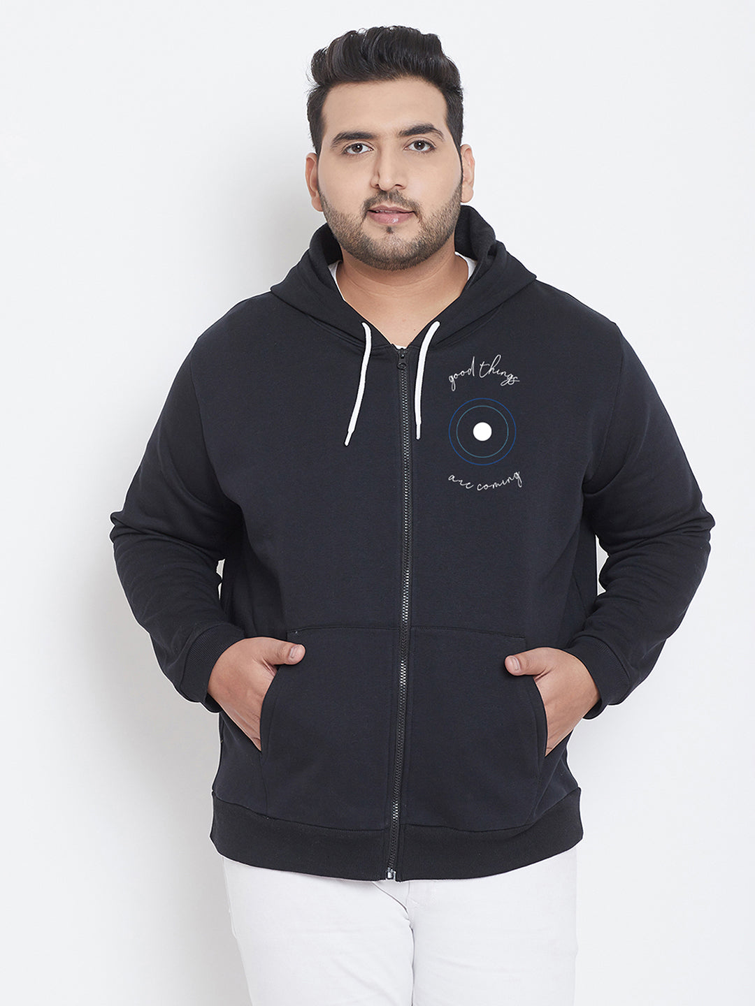 Solid Full Sleeve Hooded Casual Sweatshirt
