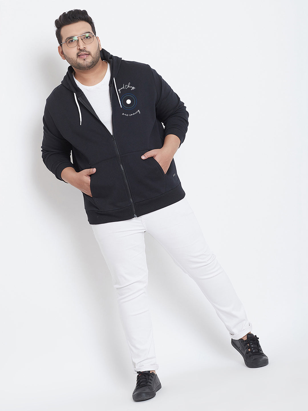 Solid Full Sleeve Hooded Casual Sweatshirt