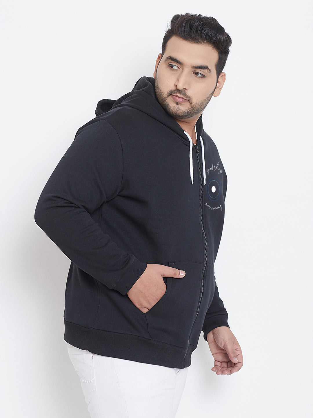 Solid Full Sleeve Hooded Casual Sweatshirt