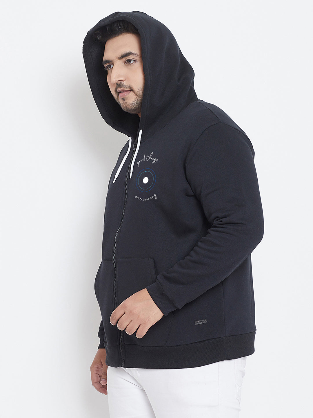 Solid Full Sleeve Hooded Casual Sweatshirt