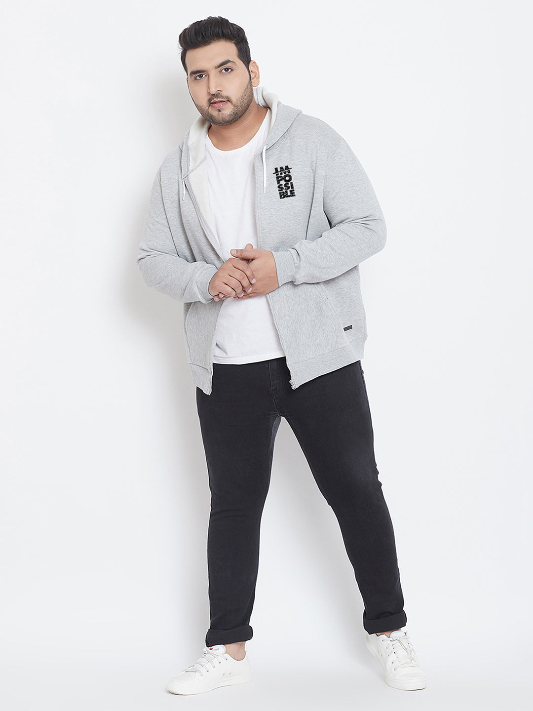 Solid Full Sleeve Hooded Casual Sweatshirt