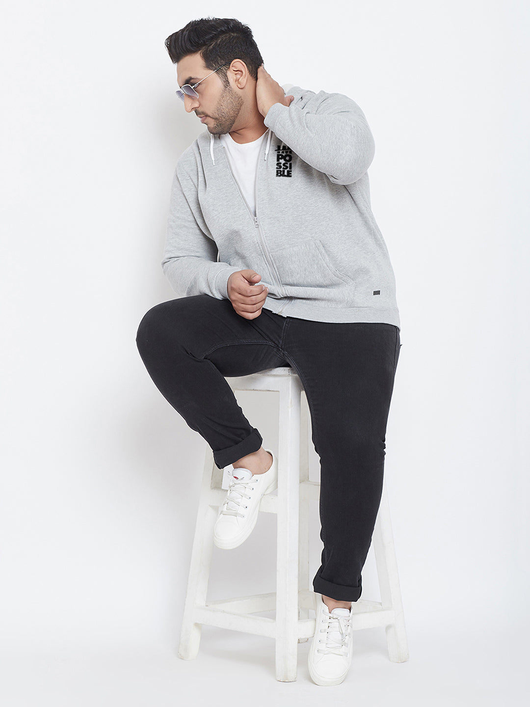 Solid Full Sleeve Hooded Casual Sweatshirt