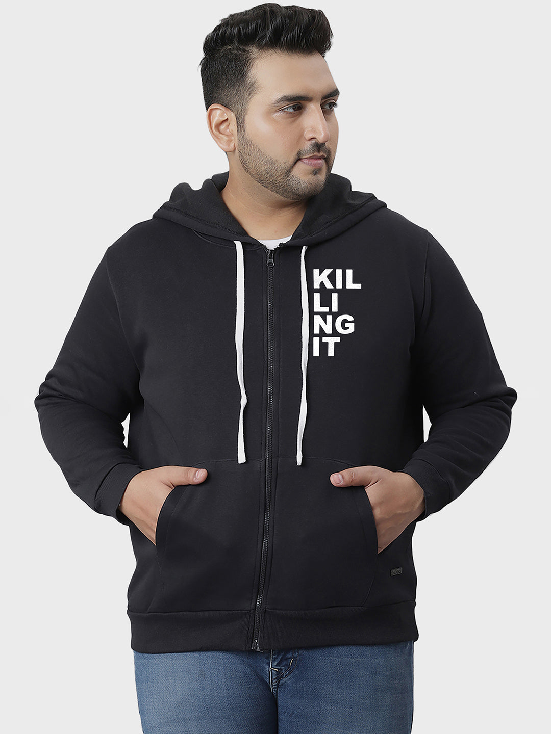 Solid Full Sleeve Hooded Casual Sweatshirt
