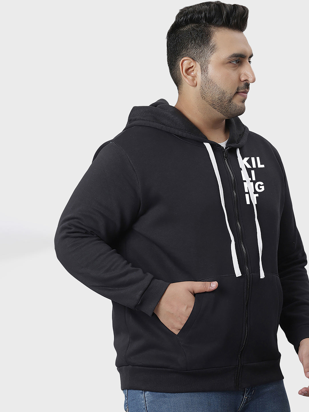 Solid Full Sleeve Hooded Casual Sweatshirt