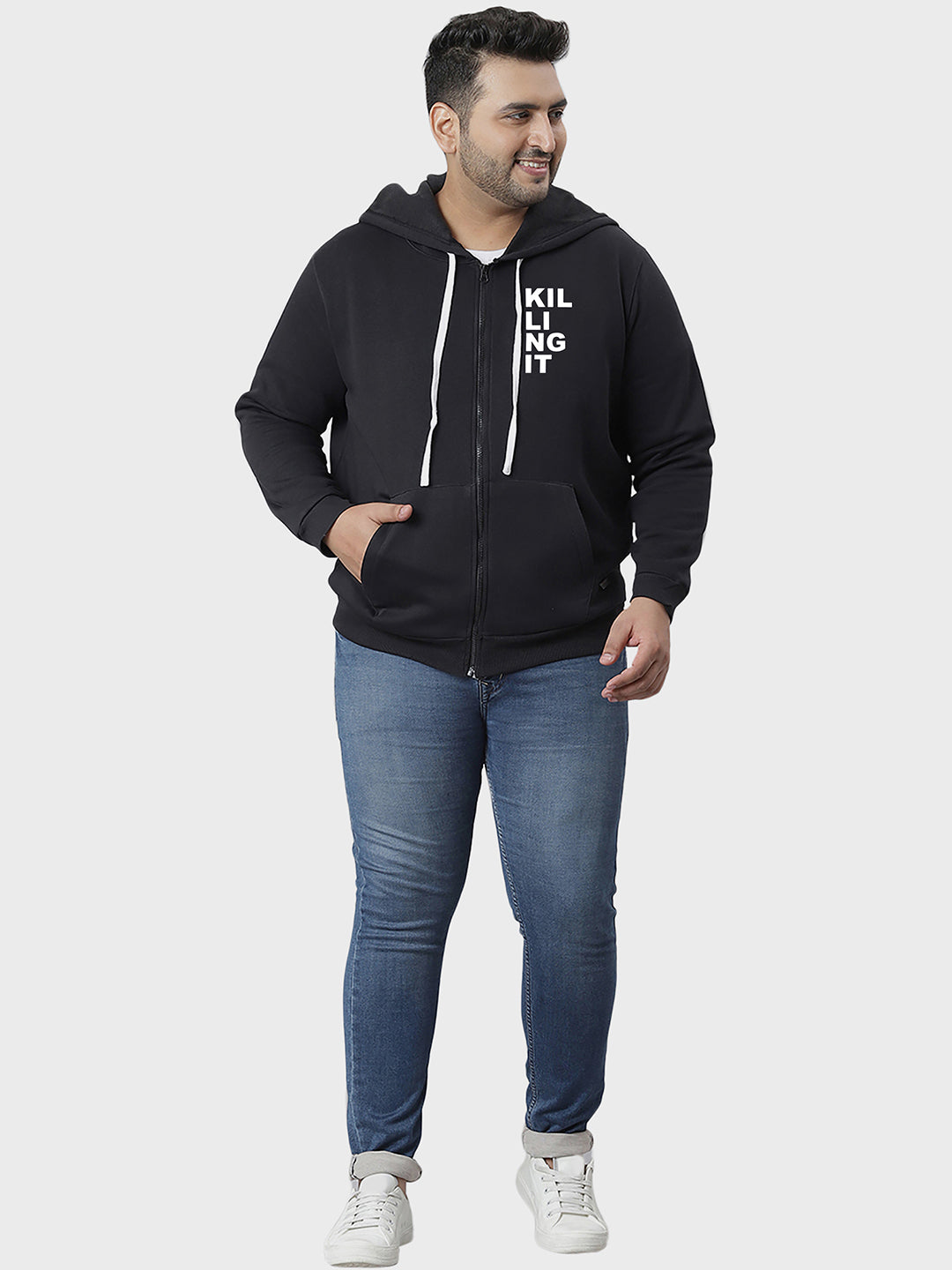 Solid Full Sleeve Hooded Casual Sweatshirt