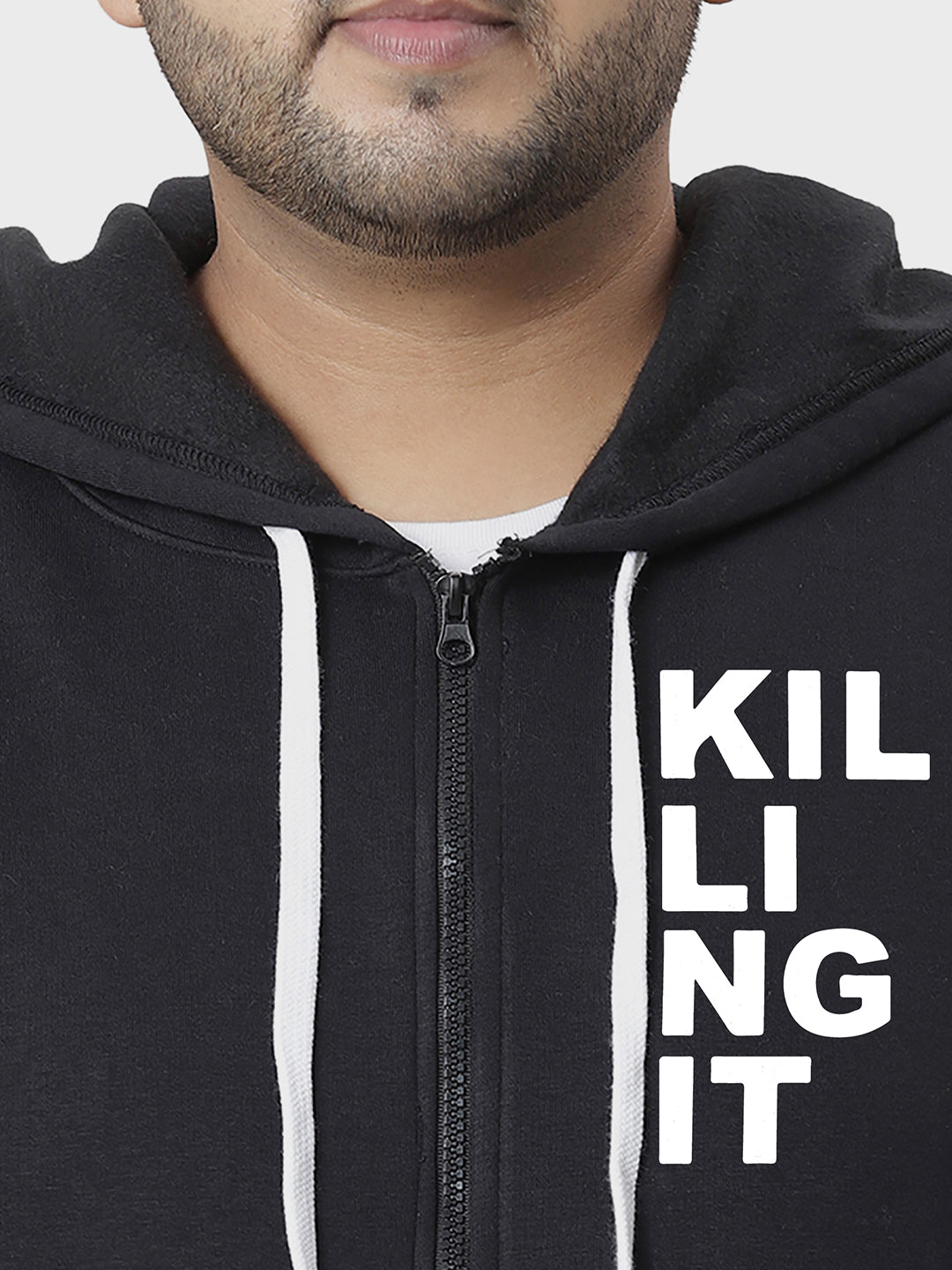 MEN SOLID FULL SLEEVE HOODED CASUAL SWEATSHIRT