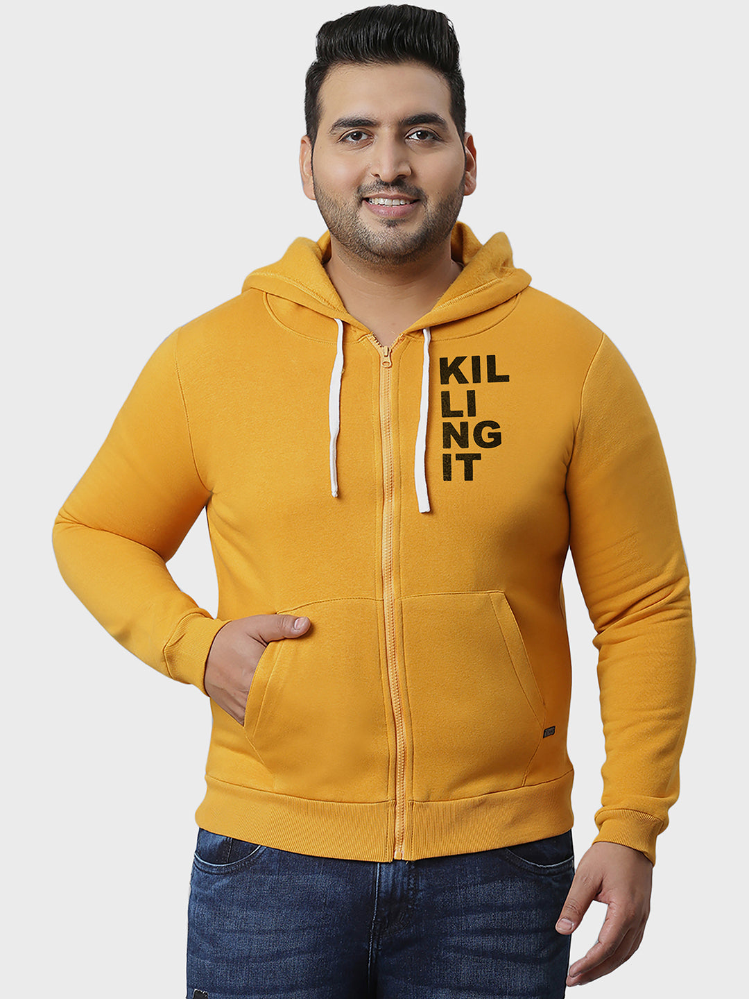 Solid Full Sleeve Hooded Casual Sweatshirt