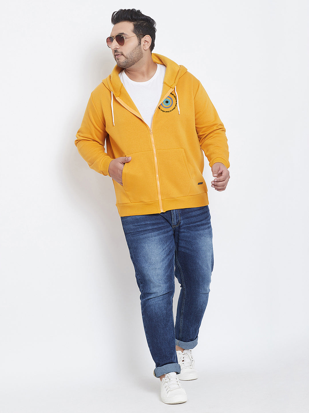 Solid Full Sleeve Hooded Casual Sweatshirt